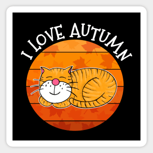 I Love Autumn Sleeping Cat Fall Thanksgiving Magnet